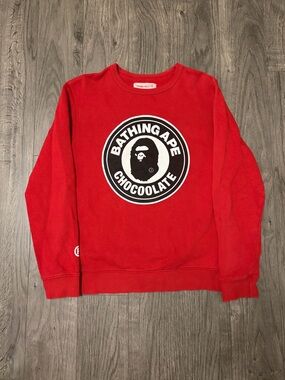 BAPE Chocolate Red Logo Crewneck Sweater